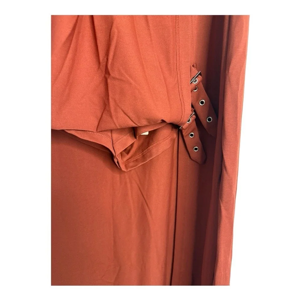 Halara High Waisted Decorative Buckle Split‎ 2-in-1 Maxi Skirt Clay Small NWT
